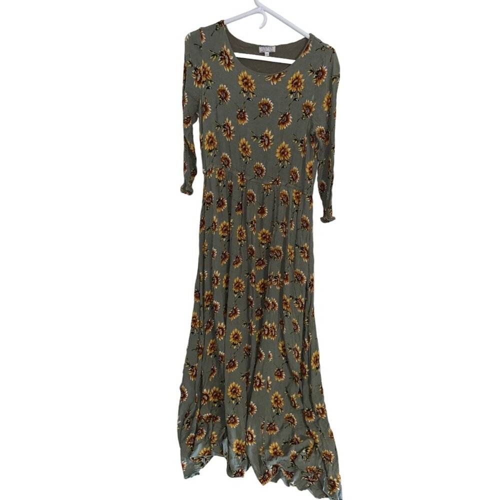 A Dip Of Darling Maxi Dress Juniors XXL Sage Green Floral 90s Style